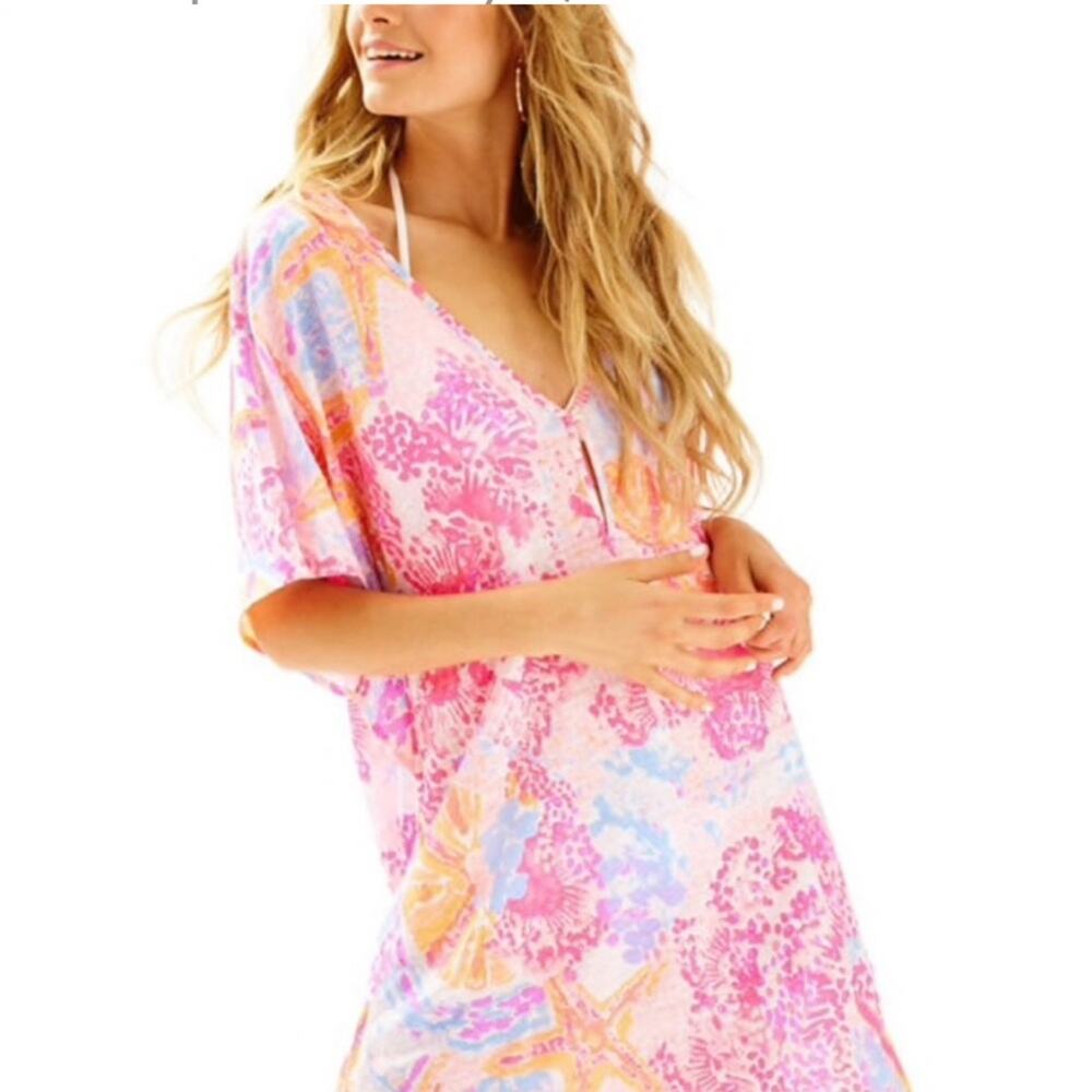 Lilly Pulitzer Baletta Swim Cover up XXS 100% linen lightweight for travel